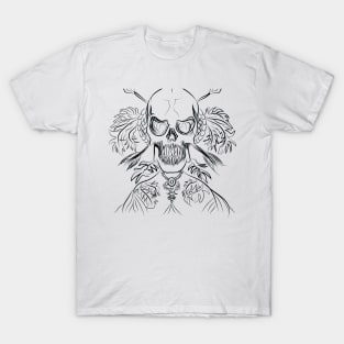 indian skull with leafs T-Shirt